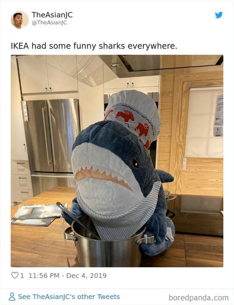 Shark mascot representing Ikea